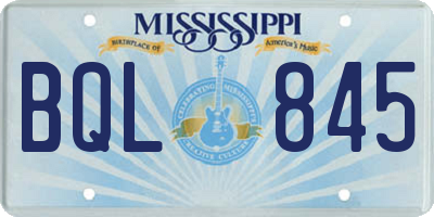 MS license plate BQL845