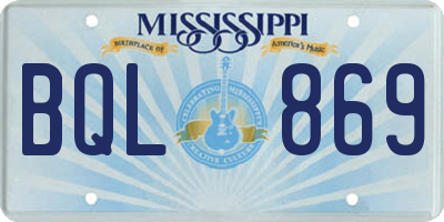 MS license plate BQL869