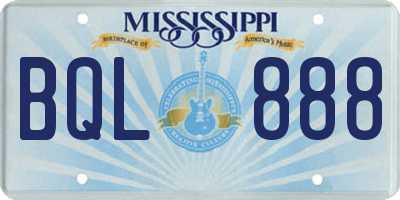 MS license plate BQL888