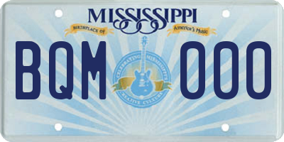 MS license plate BQM000