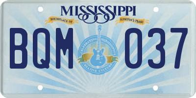 MS license plate BQM037