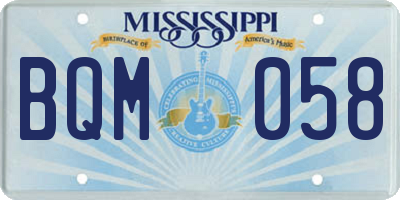 MS license plate BQM058