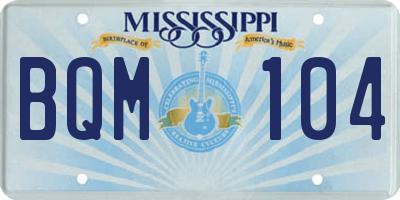 MS license plate BQM104