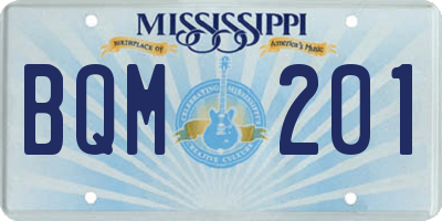 MS license plate BQM201