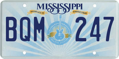 MS license plate BQM247