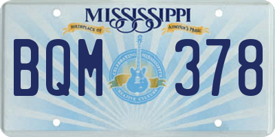 MS license plate BQM378