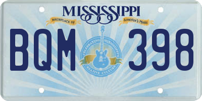 MS license plate BQM398