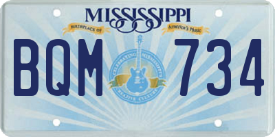 MS license plate BQM734