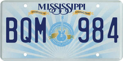 MS license plate BQM984