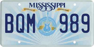 MS license plate BQM989
