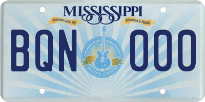 MS license plate BQN000