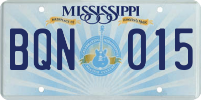 MS license plate BQN015
