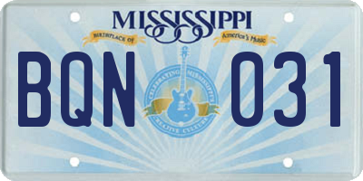 MS license plate BQN031