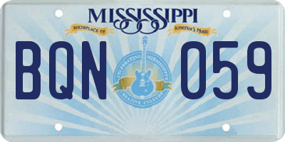 MS license plate BQN059