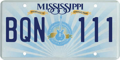MS license plate BQN111