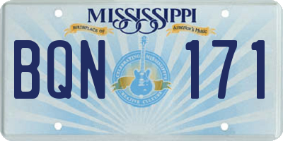MS license plate BQN171