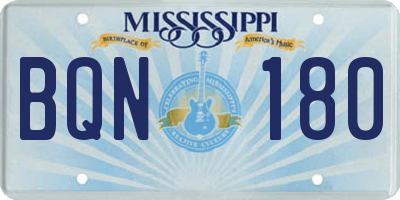 MS license plate BQN180