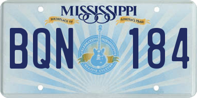 MS license plate BQN184