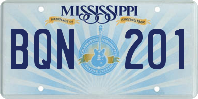 MS license plate BQN201