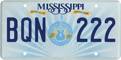 MS license plate BQN222