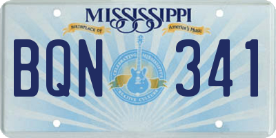 MS license plate BQN341