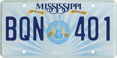 MS license plate BQN401