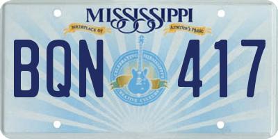 MS license plate BQN417