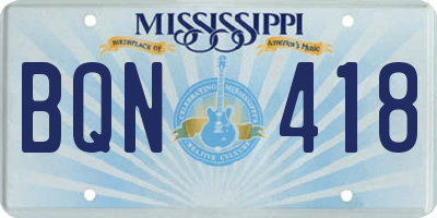 MS license plate BQN418