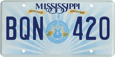 MS license plate BQN420