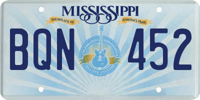 MS license plate BQN452