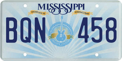 MS license plate BQN458
