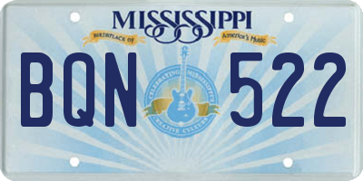 MS license plate BQN522