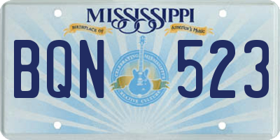 MS license plate BQN523