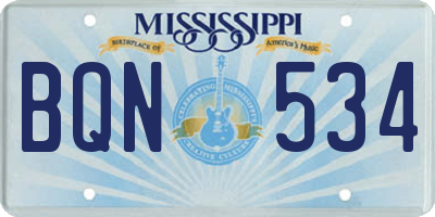 MS license plate BQN534