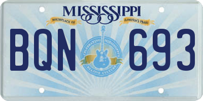 MS license plate BQN693