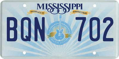 MS license plate BQN702