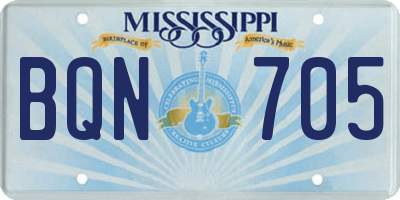 MS license plate BQN705