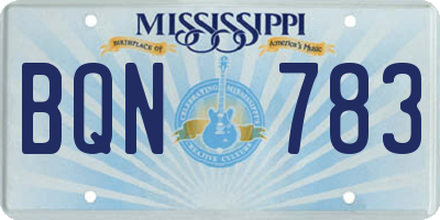 MS license plate BQN783