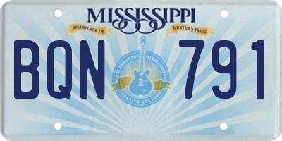 MS license plate BQN791