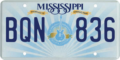 MS license plate BQN836