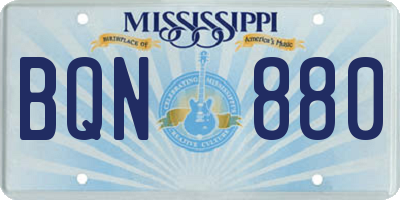 MS license plate BQN880