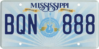 MS license plate BQN888