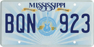 MS license plate BQN923