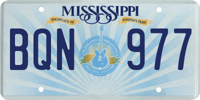 MS license plate BQN977