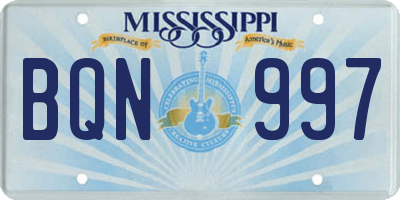 MS license plate BQN997