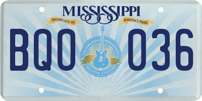 MS license plate BQO036