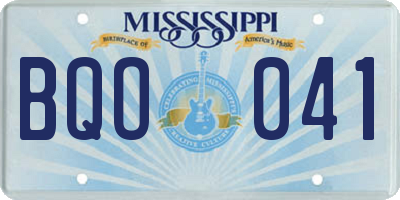 MS license plate BQO041