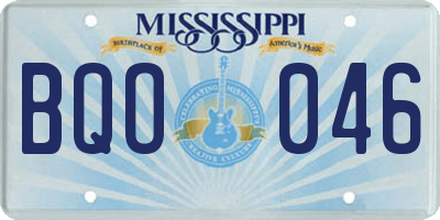 MS license plate BQO046