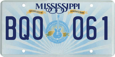 MS license plate BQO061