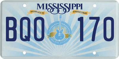 MS license plate BQO170